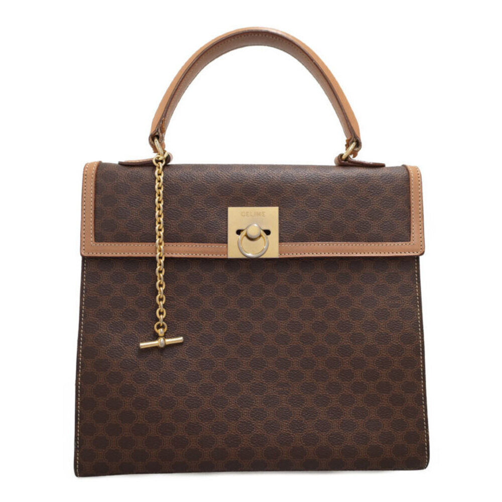 Celine Macadam Leather Shoulder Bag Brown